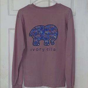 Ivory Ella Long-Sleeve Tee, Dusty Purple, Size XS